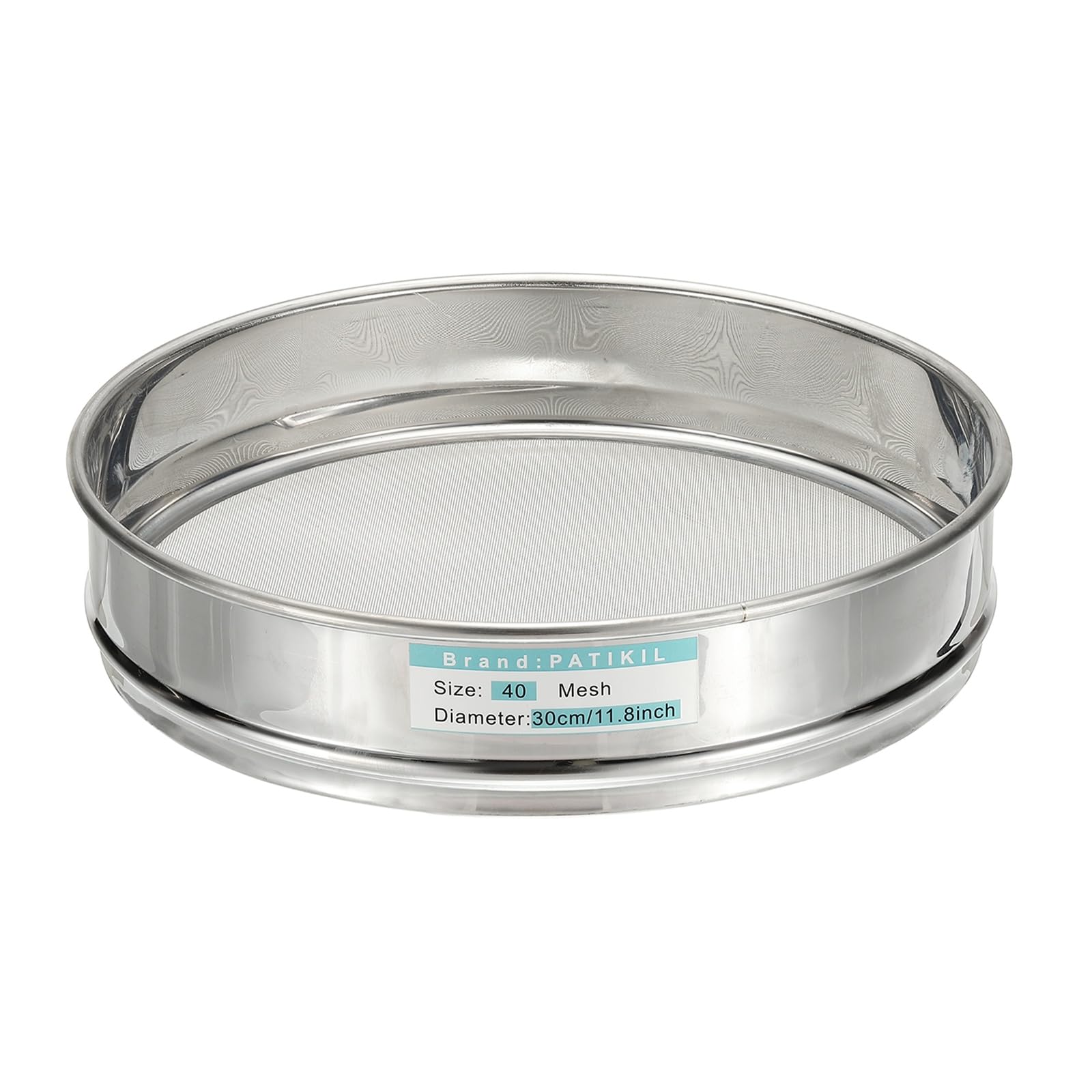 PATIKIL 40 Maschen (0.45mm) Laborsieb 30cm ID 304 Edelstahlsieb Siebfilter Feines Maschensieb Für Industrielles Labor Haushalt Bodensieb