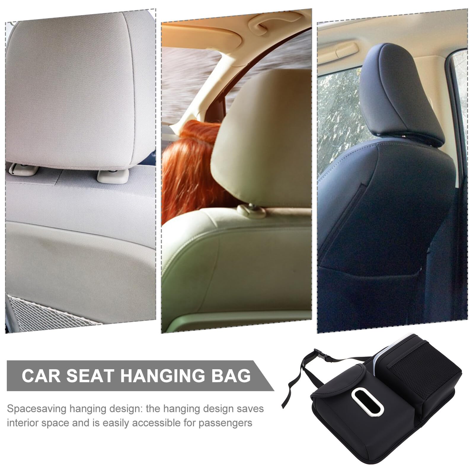 ERINGOGO Borsa Portatutto per Schienale Auto, Organizer Multifunzionale con Porta Fazzoletti e Portabicchieri in Pelle e Metallo