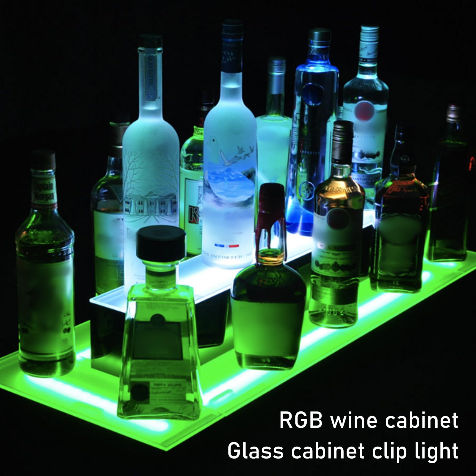 Lot de 4 clips LED pour éclairage de sol en verre, éclairage LED pour vitrines, éclairage LED pour sous-meuble de cuisine, éclairage LED pour armoire avec changement de couleur RVB à distance, pour