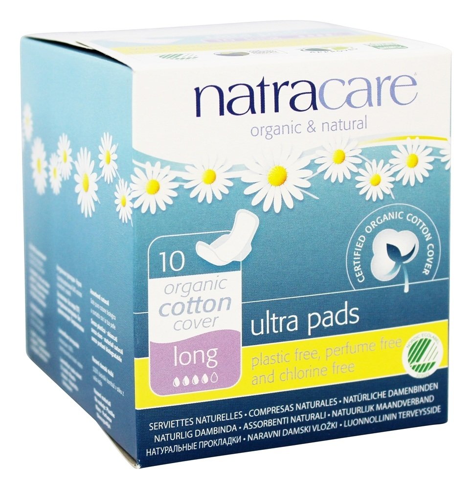 Natracare Ultra Long with Wings, Organic Cotton Cover | 10 Pads x 3 Packs (30 Pads)