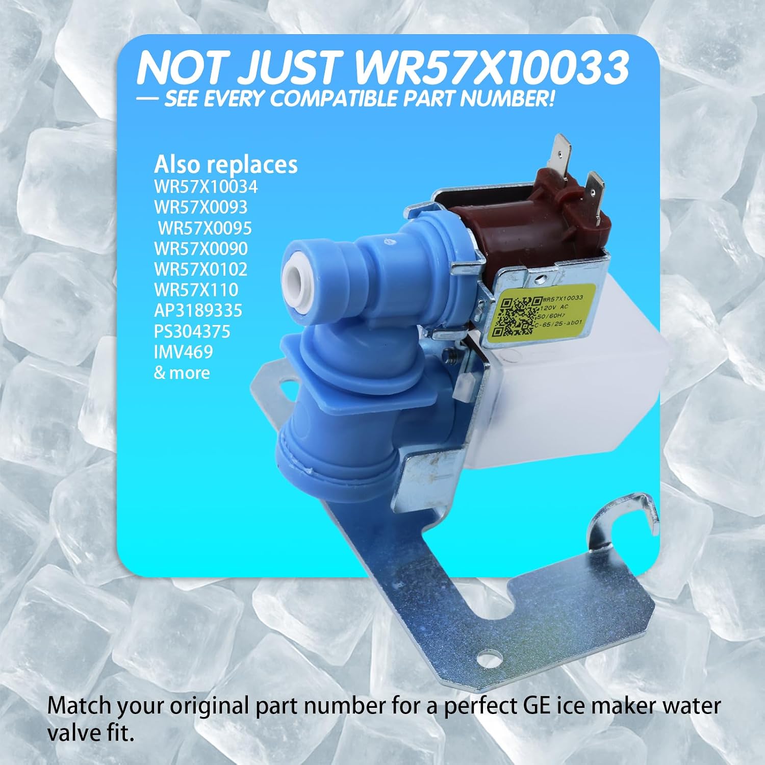 2026 Upgraded WR57X10033 WR57X10034 Refrigerator Water Inlet Valve Replacement for GE Hotpoint Kenmore, Ice Maker Water Valve, 1/4" Water Inlet Fitting