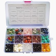 SeeuFun Assorted 6-9mm Undrilled Crystal Stone Tumbled Chips Stone Home Indoor Decorative Gravel,Fluorite,Turquoise, Rose Quartz,Amethyst 0.9pound