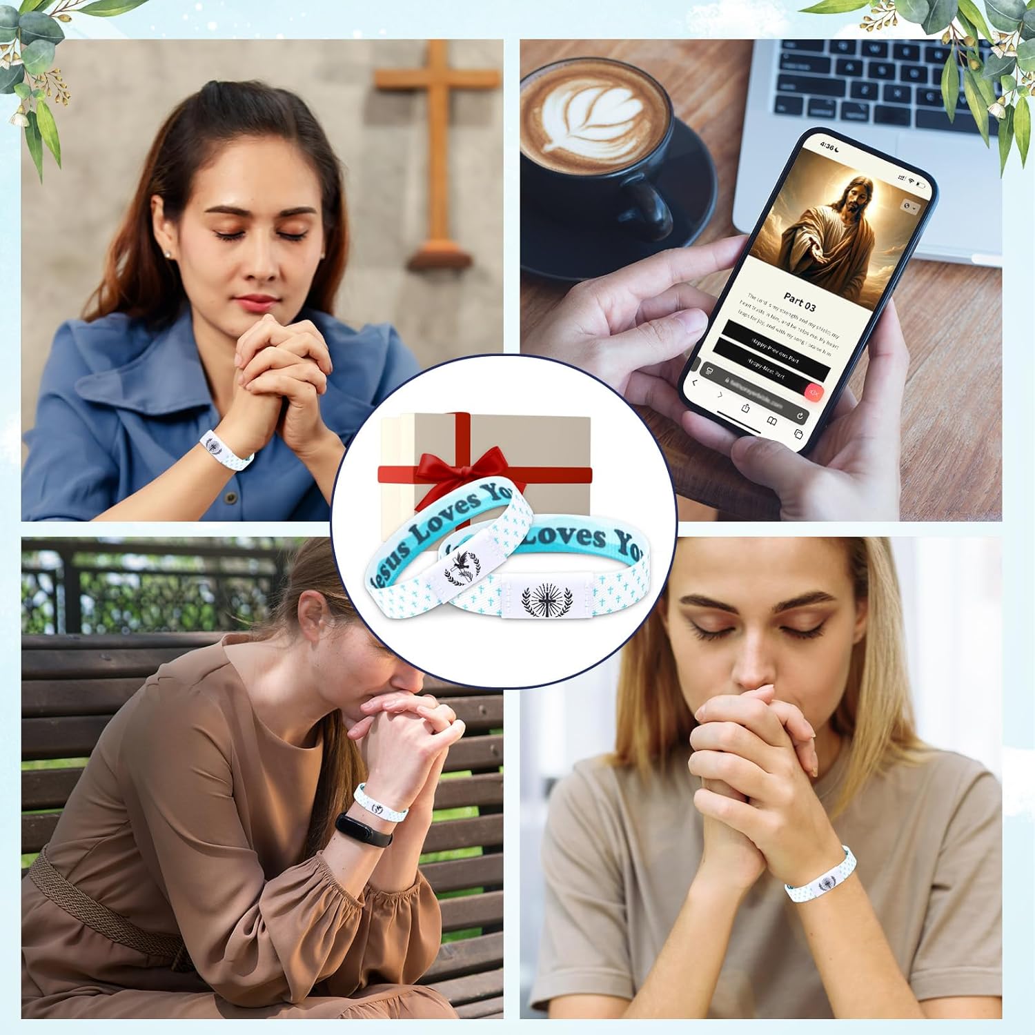 2Pcs Daily Bible Verse Bracelets,NFC Jesus Christian Cross Wristband, Inspirational Faith Spiritual Religious Gift - Image 5