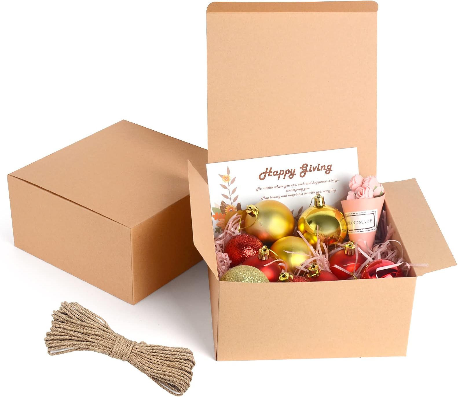 20x20x10cm Brown Gift Boxes With Lids for Empty Box, TivsiVer 12Pcs Presents Boxes for for Gifts, Paper Wedding Favor Boxes,Birthday Gift Box Bulk, Party Favor Boxes