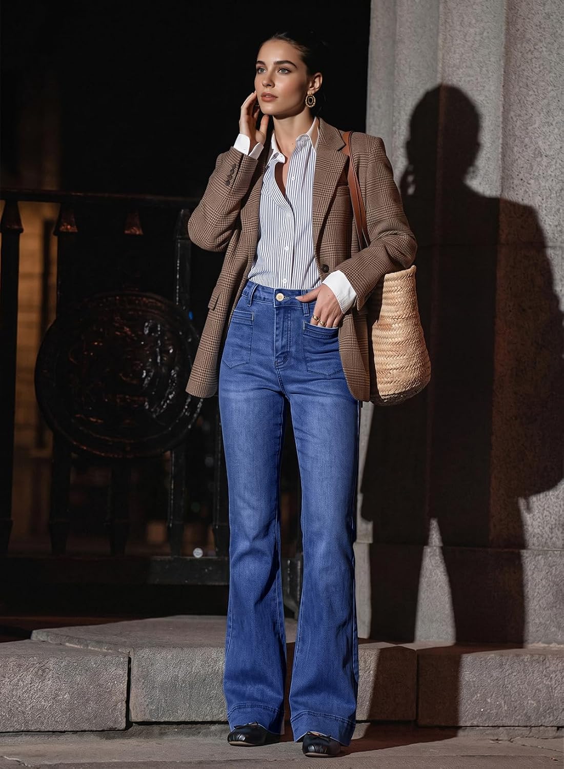 Sidefeel Womens Flare Jeans High Waisted Boot Cut Wide Leg Denim Pants image 4