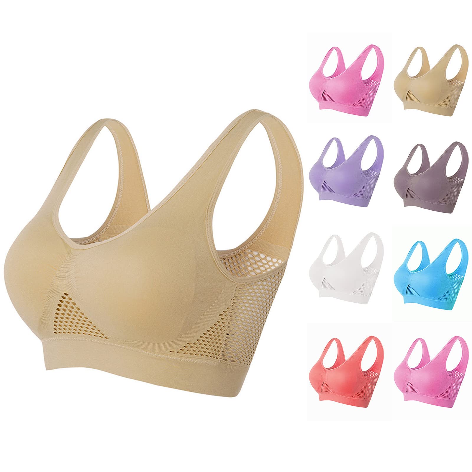 takaeysSports Bras for Women Padded Breathable Comfy Underwear Workout Yoga Bra Cool Liftup Air Bra No Steel Ring