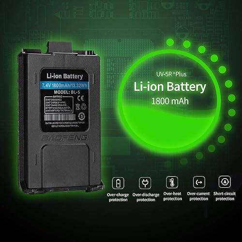 Miniatura 6 de Baofeng UV-5R+ Plus - Radioaficionado de mano, radio bidireccional de doble banda, recargable, de largo alcance, con auricular y cable de