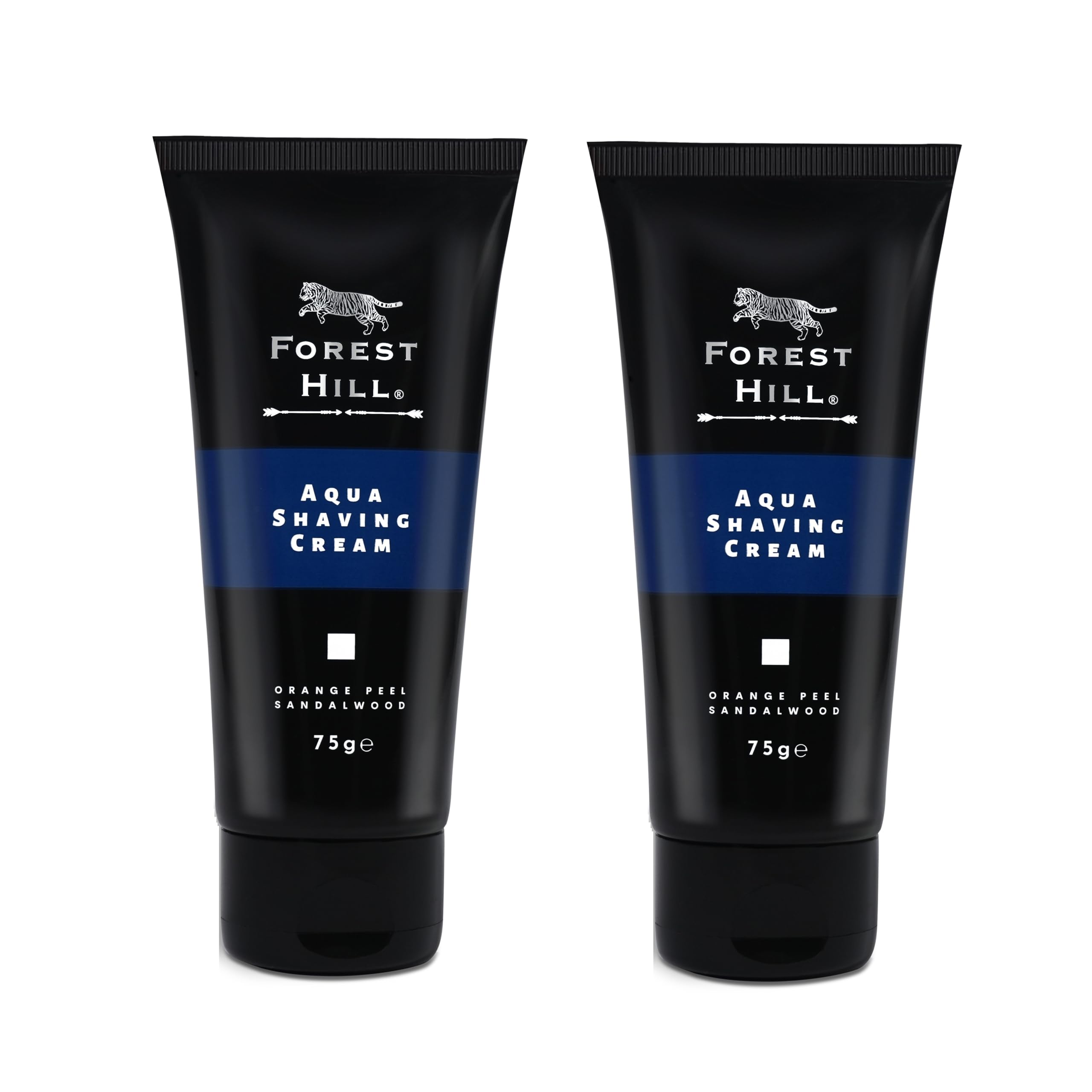 Forest Hill Premium Fresh Aqua Shaving Cream For Men, Infused With Sandalwood, Orange Peel, Neem, Vitamin E, Aloe Vera & Ginger For Smooth Shave, For Personal & Professional Salon, 75 grams Each