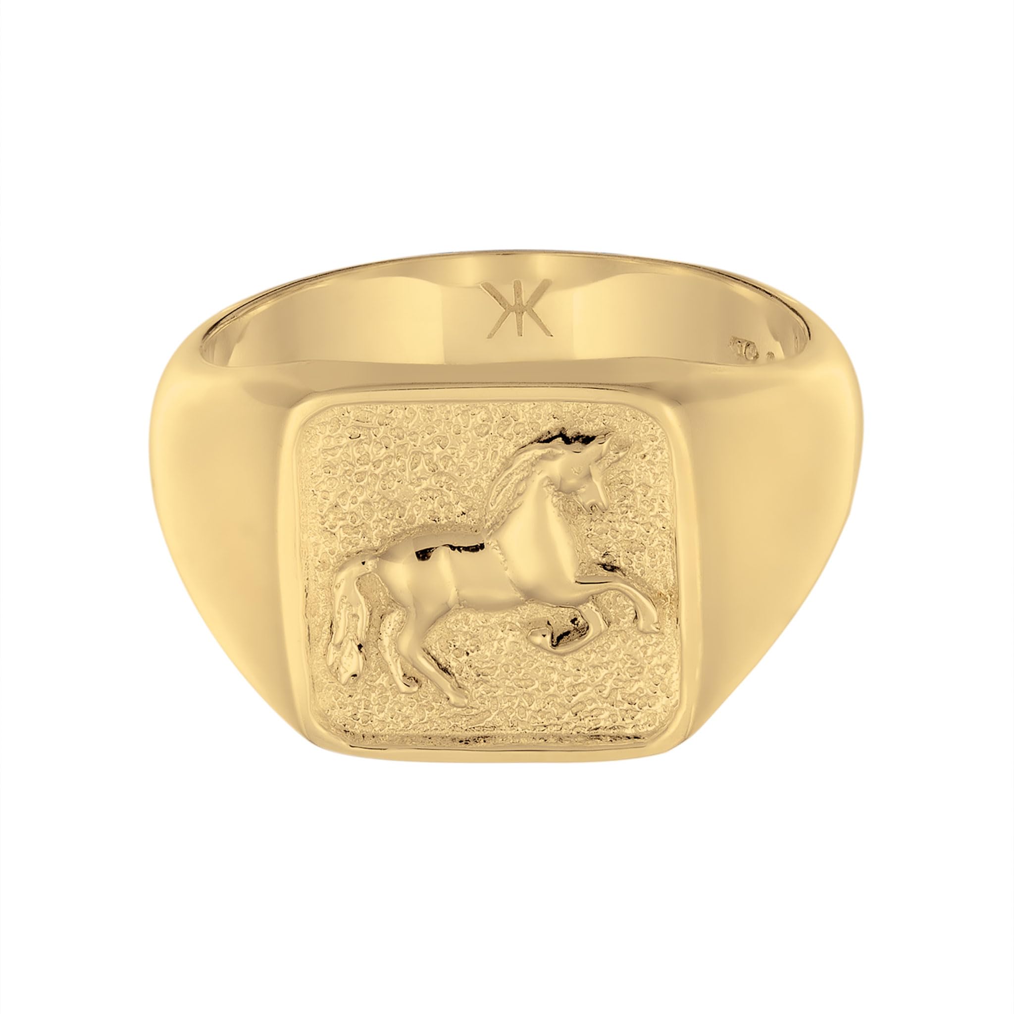 Kuzzoi Anello da uomo in argento con simbolo di cavalli, elegante anello sigillo in argento sterling 925, gioiello fatto a mano da uomo, misura 60-66, 0606782725