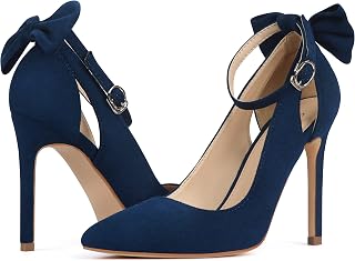 Womens High Heels Bow Tie Back Lace Strappy High Heels Wedding Dress Shoes Sexy Close Toe Stiletto Sandals Heels Ankle Strap D'Orsay Pumps
