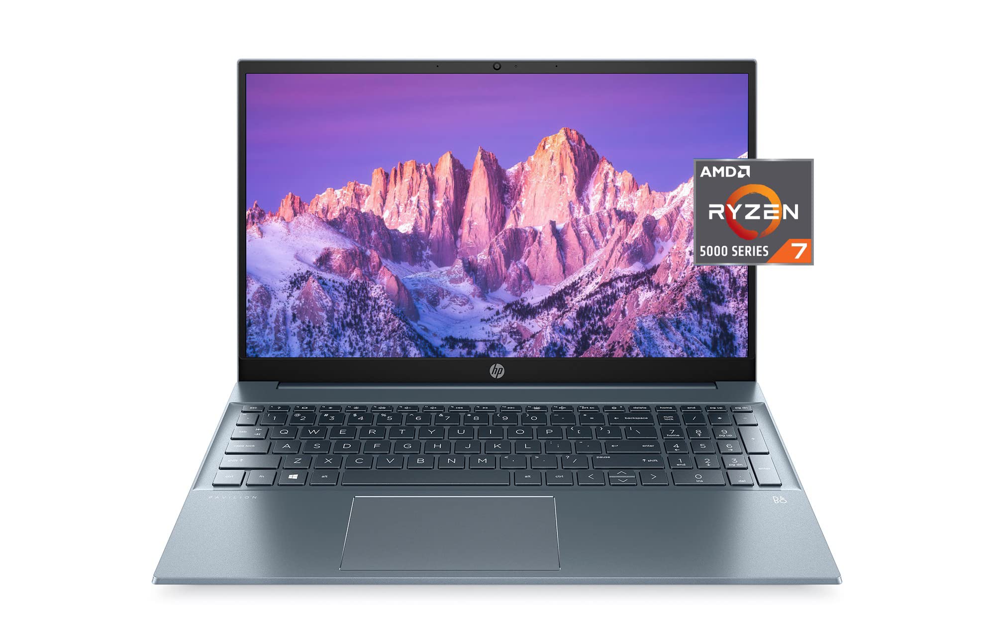 HP Newest Pavilion 15.6inch FHD 1080P IPS Laptop, 8-Core AMD Ryzen 7-5700U(Up to 4.3GHz), 8GB RAM, 512GB NVMe SSD, Numpad, HDMI, WiFi, USB-A&C,Audio by B&O, Win11 Horizon Blue (Upgraded)