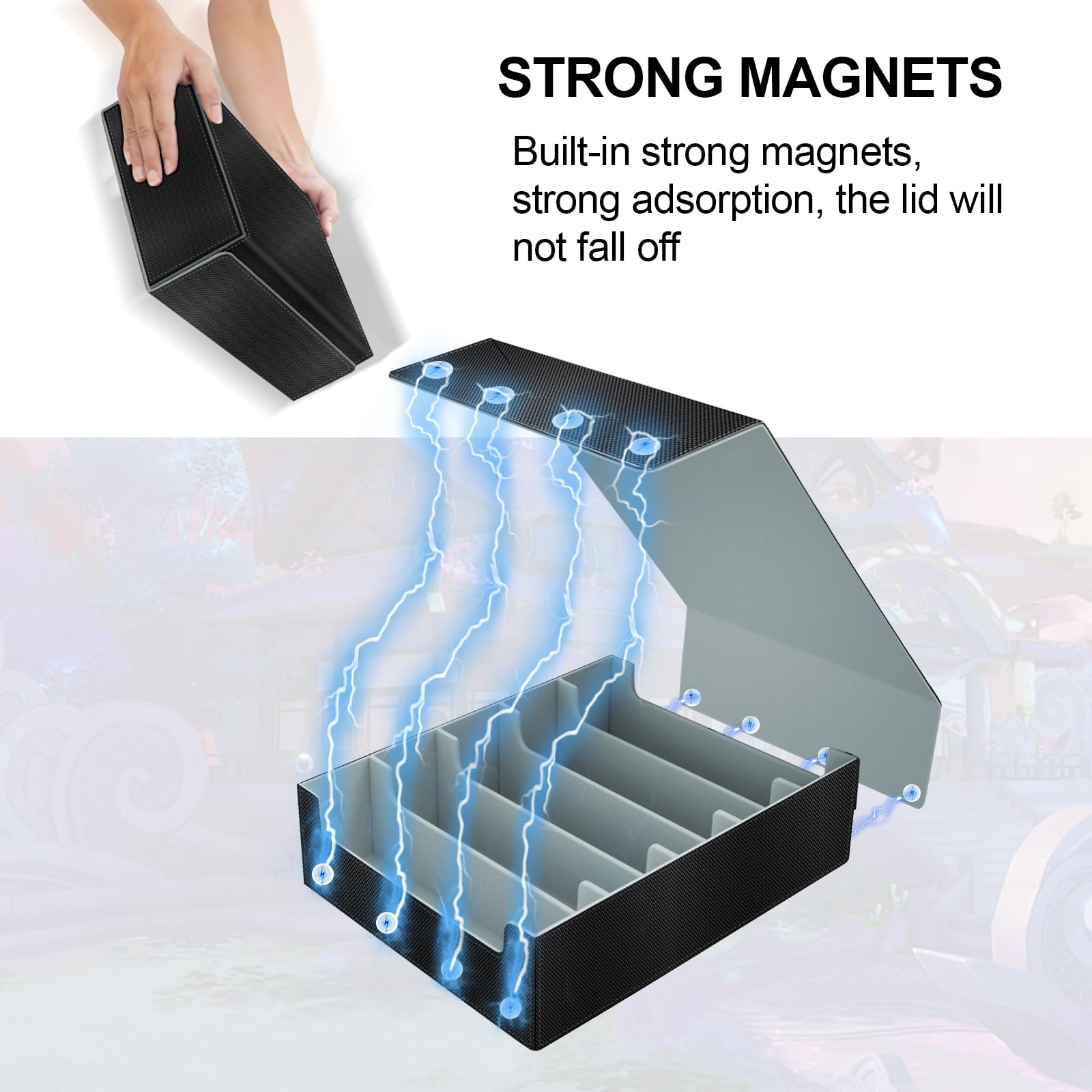 5 Row Trading Card Storage Box, Large Deck Box Holds 3800+ Card for Yugioh/MTG(Magic the Gathering)/TCG Commander Cards - Image 5