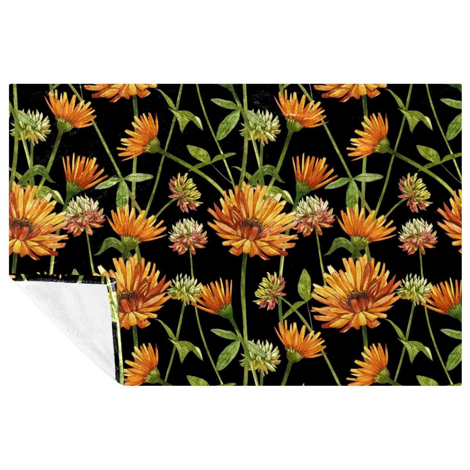 Couverture douce et chaude 150x100 avec imprimé fleurs aquarelle