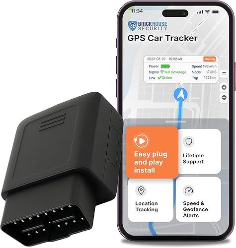 Brickhouse Security Rastreador GPS para vehículos, dispositivo de seguimiento TrackPort OBD II, rastreador para ubicación y velocidad del automóvil,