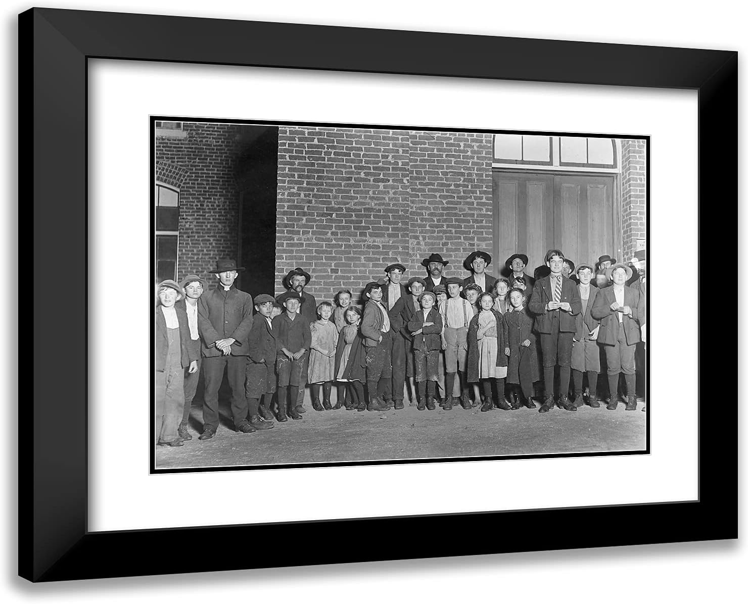 ArtDirect Hine, Lewis Wickes 24x19 Gold Ornate Framed Art Print with Double Matting Titled: A Few of the Employees in the Clinton Mills