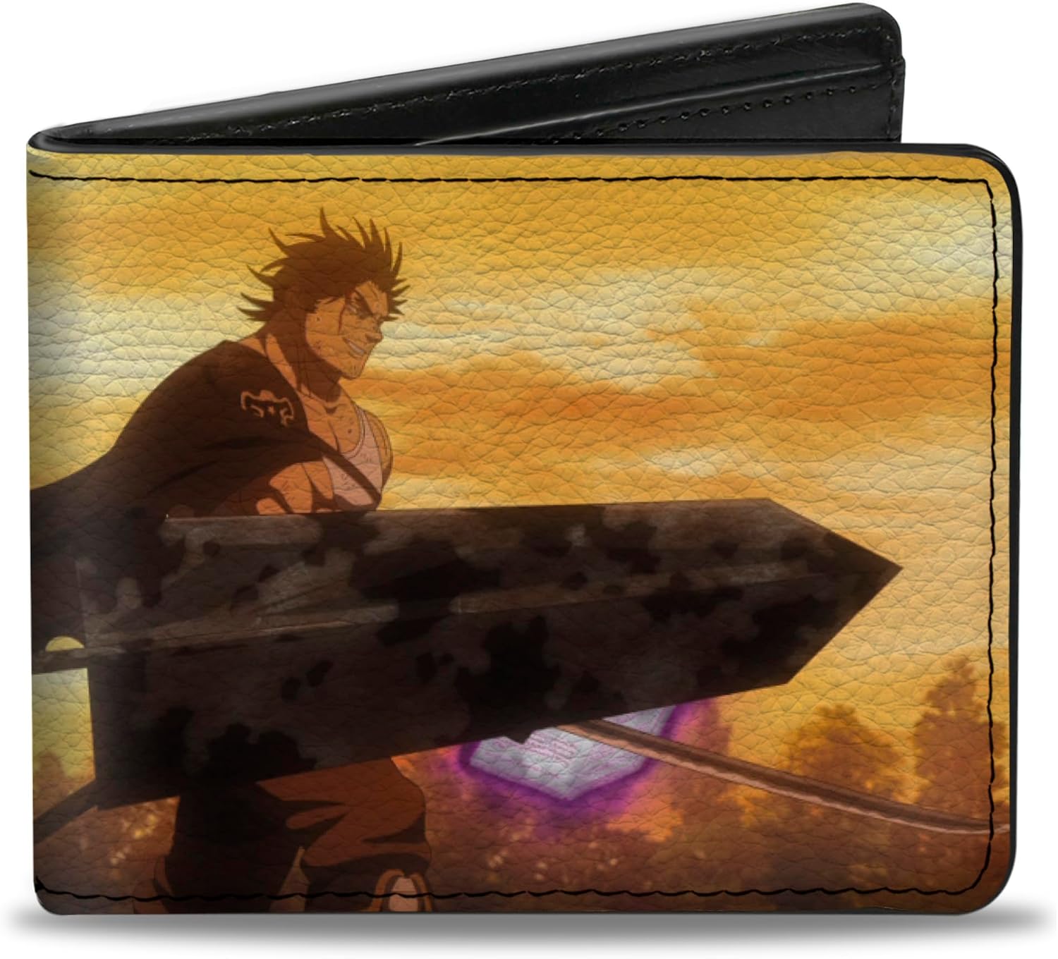 Buckle-Down Crunchyroll Wallet, Bifold, Black Clover Asta Holding Demon Slayer Swowd and Yami Scene, Vegan Leather