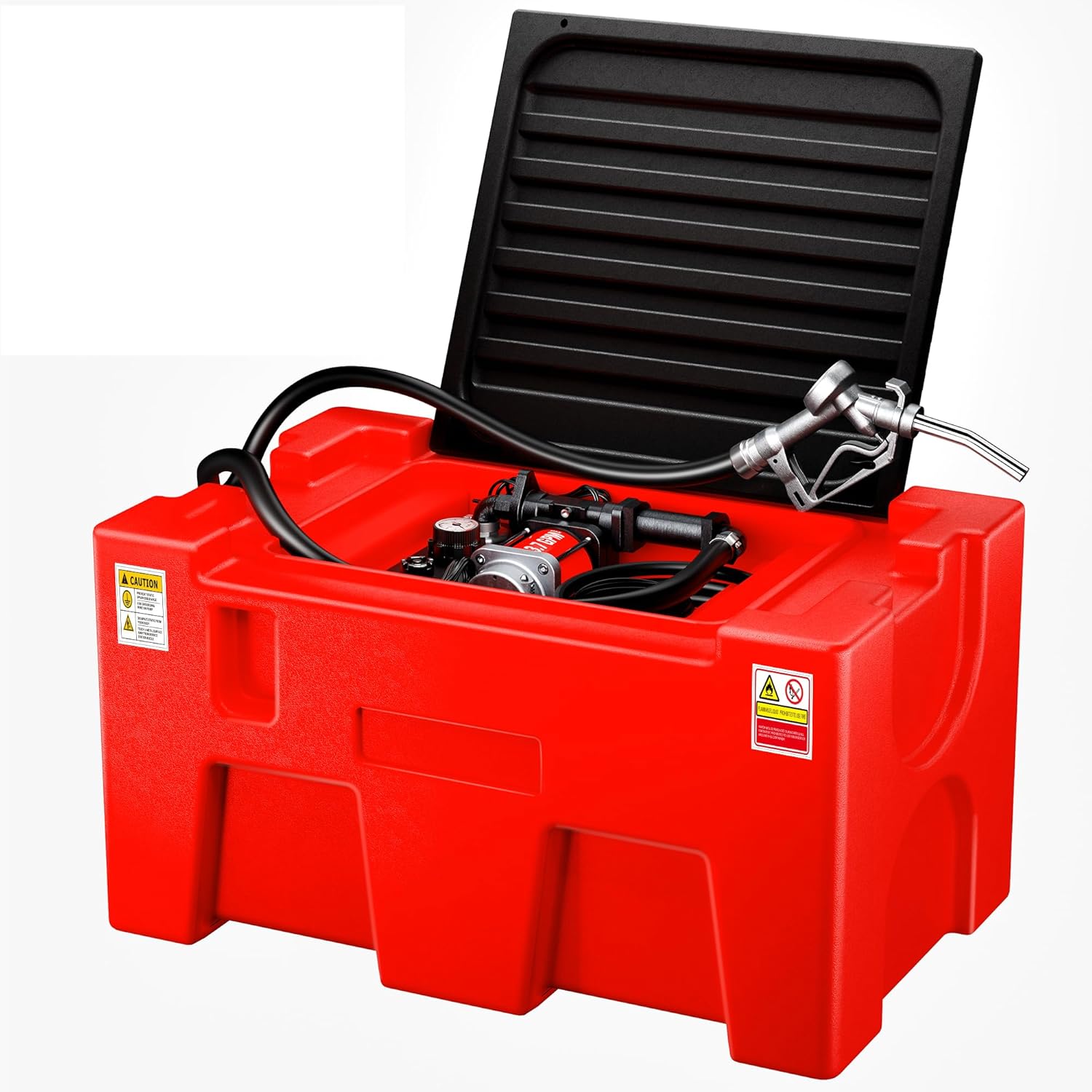 Portable Diesel & Gasoline Transfer Tank, 40 Gallon 3.7 GPM Flow Rate Fuel Tank with 12V Electric Transfer Pump, 13.1 ft Hose Diesel Transfer Tank for Easy Fuel Transportation, Red