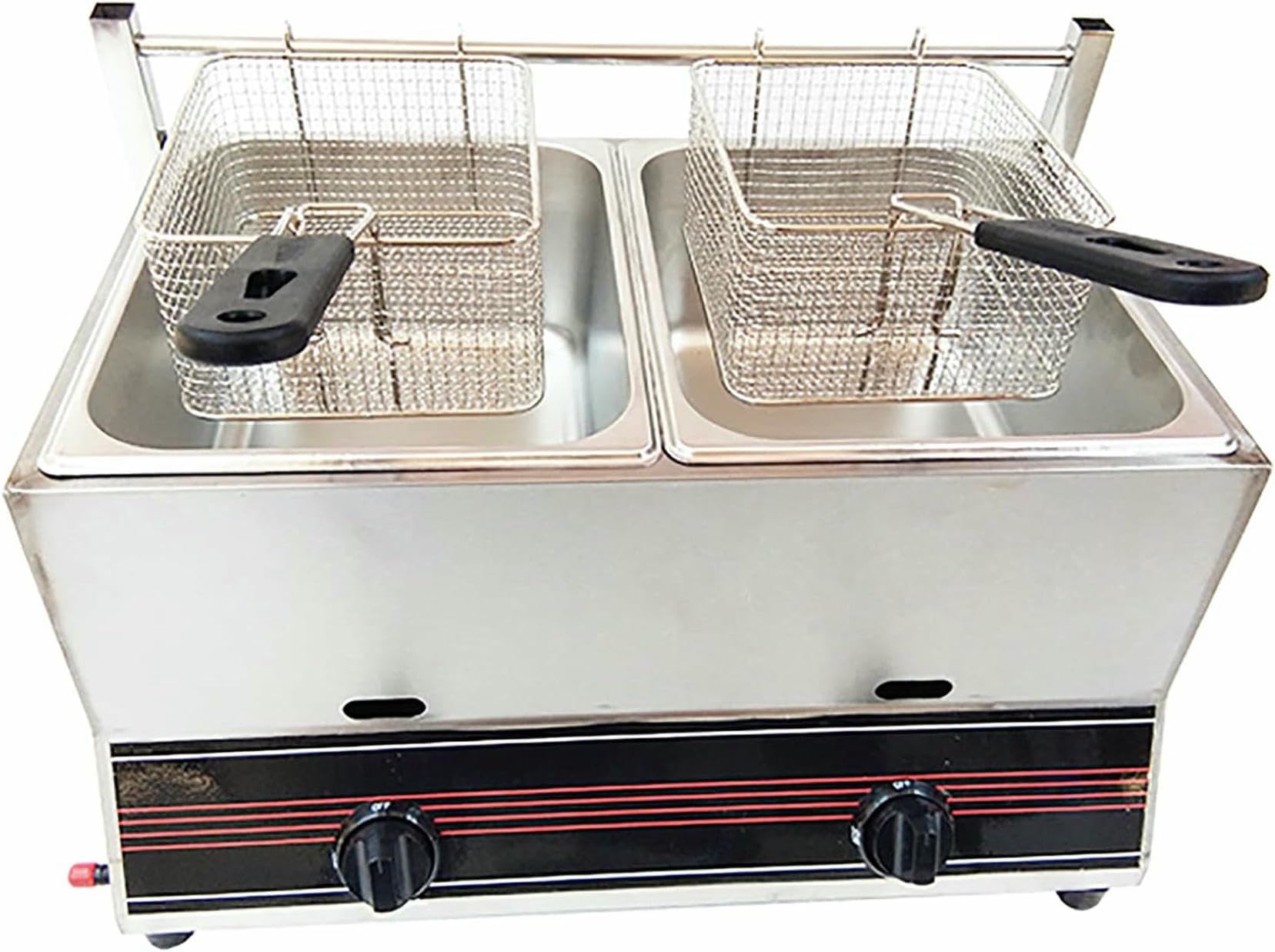Friture de gaz en acier inoxydable professionnelle avec panier et couvercle