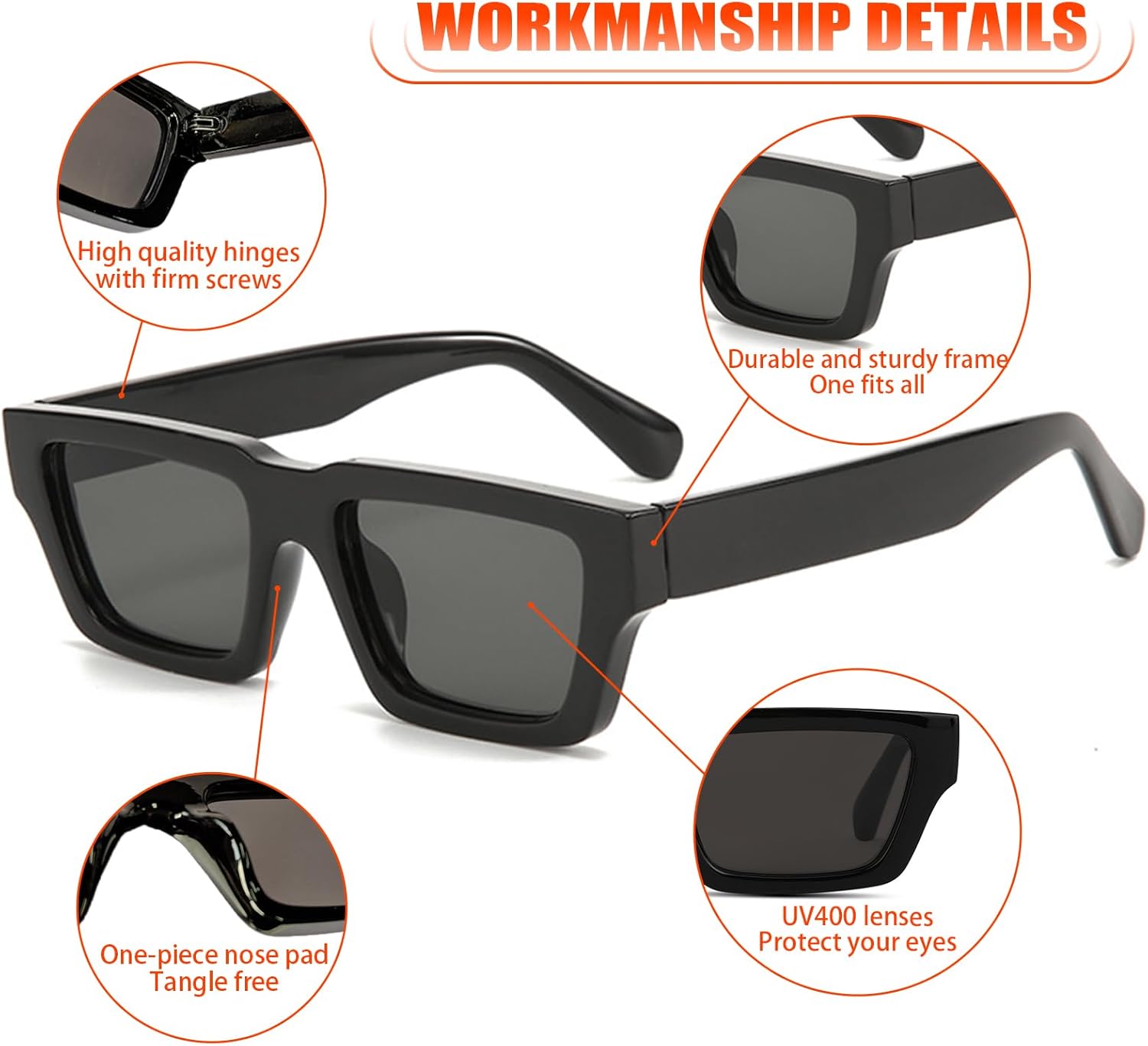 Small 90s Retro Rectangle Sunglasses for Women Men Vintage Fashion Square Sun Glasses - Image 6