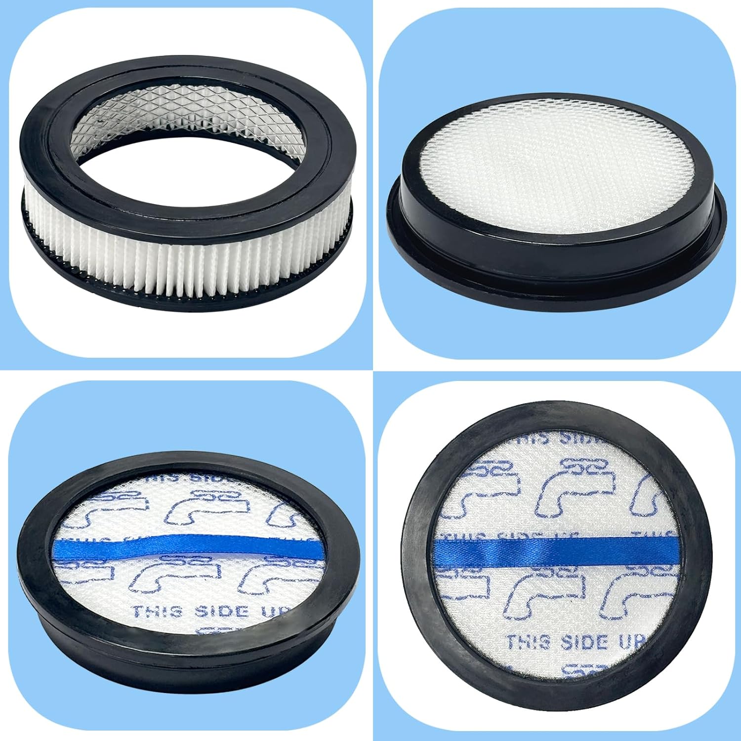 Vacuum Filters Compatible with Eureka Vacuum Cleaners NEC285GR, NEC280TL, 3 Pack Flet Filters and 1 Pack HEPA Filter