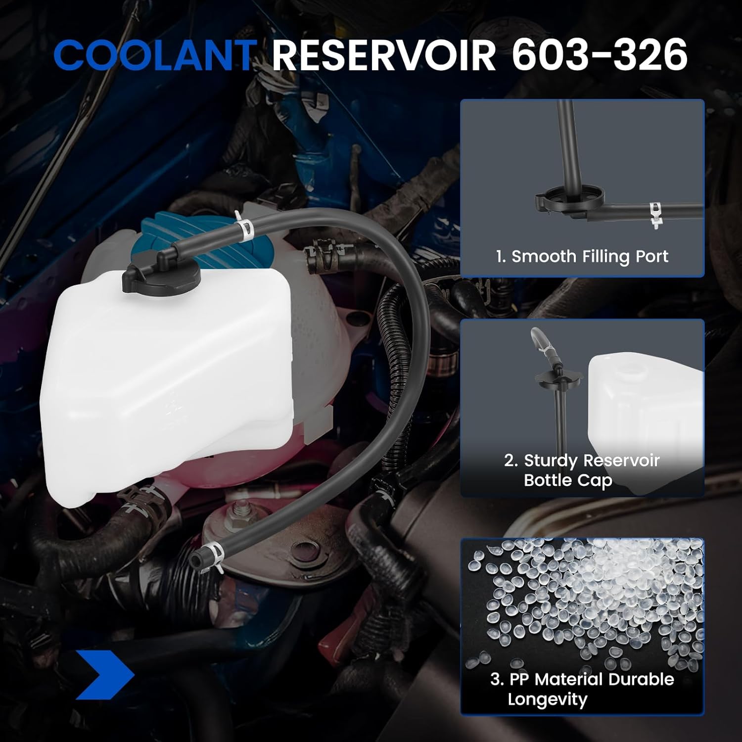 Engine Coolant Reservoir Tank 603-326 Compatible with Toyota Highlander 2004 2005 2006 2007 2.4L 3.3L Replace 603326 Coolant Overflow Reservoir