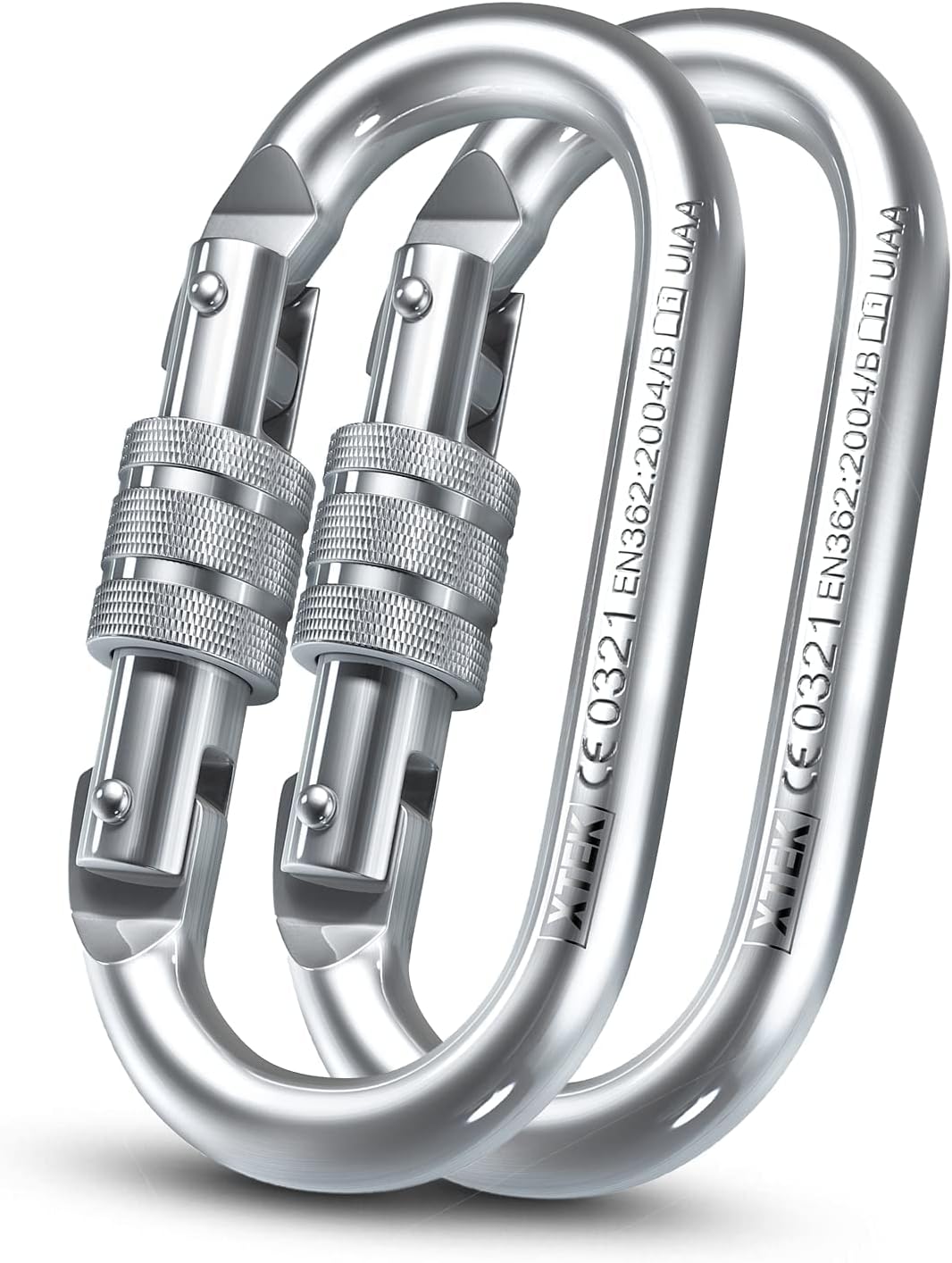 25kn Climbing Carabiner Clip - Heavy Duty O-Shape Steel Locking Caribeaner - UIAA/CE Certified Rock Climbing Gear - Strong Large Locking Oval Caribeener for Mountain Climbing