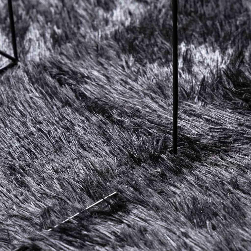 NAVARRA Tapis shaggy à poils longs gris foncé 300 x 200 cm – Tapis en peluche robuste ovale en polyester pour salon, chambre à coucher et bureau