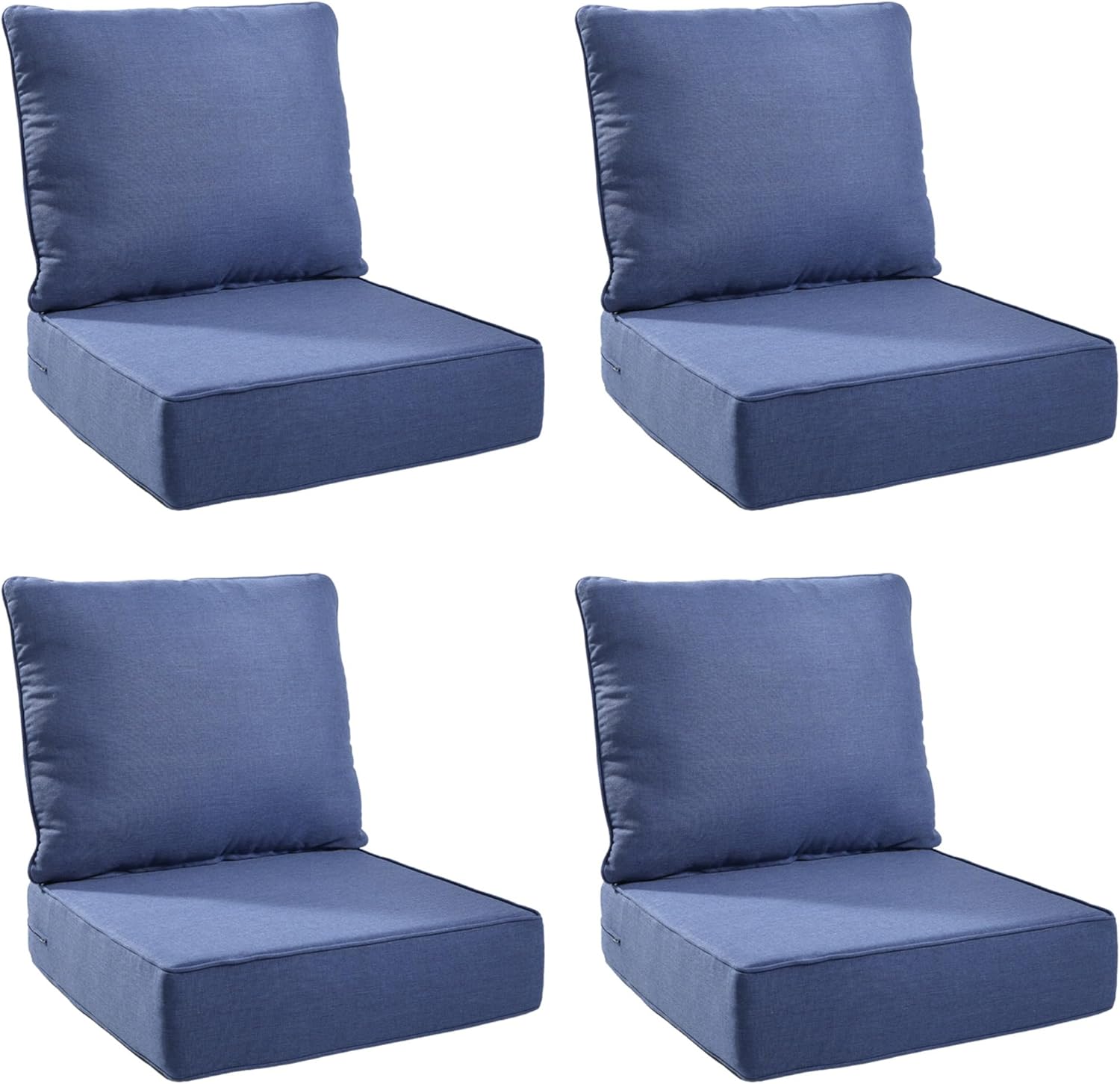 Outdoor Cushion Set for Furniture Patio Furniture, UV Resistant, Water Resistant - 6 Inch Thick Foam Garden Cushions 24x24 Inch Patio Seat Covers for Chair/Sofa/Couch | Blue | 4-Pack |