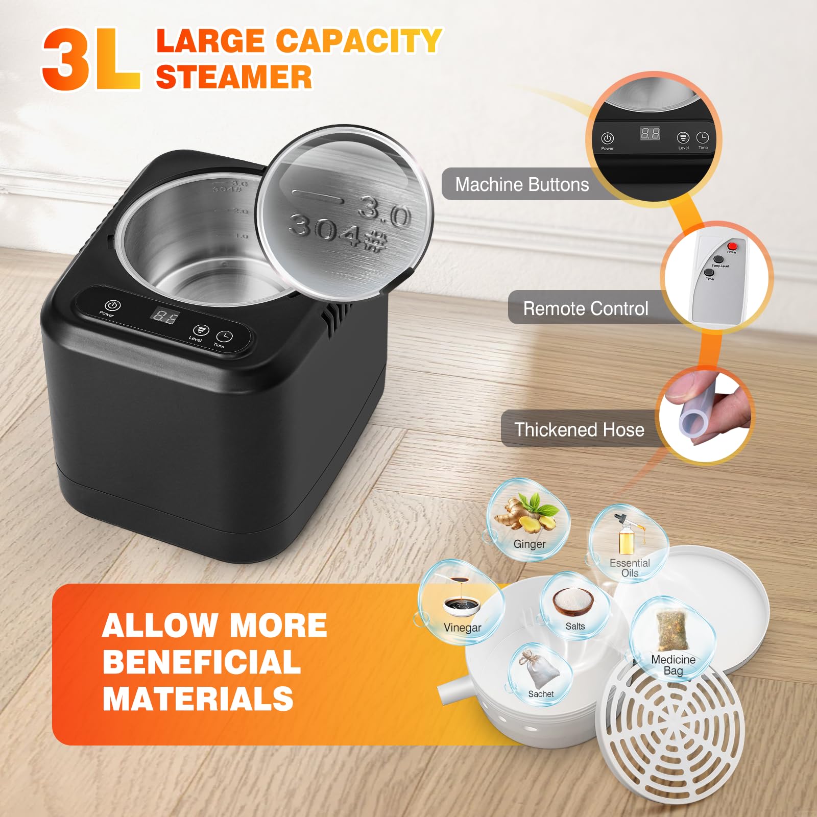 Amazon.co.jp: ポータブルサウナボックス 家庭用3Lスチーマー付き 最大