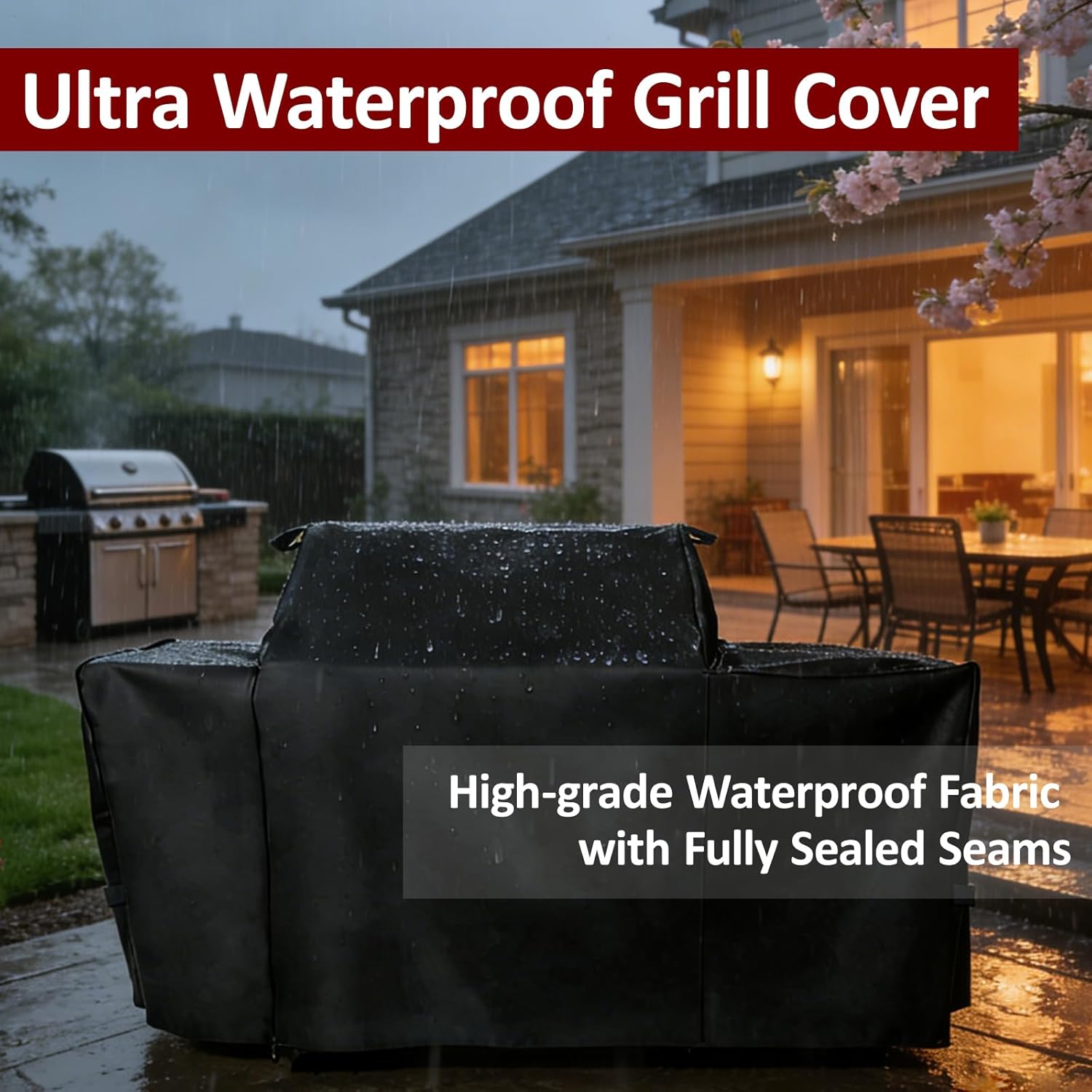 Grill Cover for Traeger Woodridge Pro & Woodridge Elite Wood Pellet Smoker, with Side Zipper & Handle & Straps Replace for Traeger BAC776, 600D Waterproof All Weather Outdoor Pellet BBQ Cover