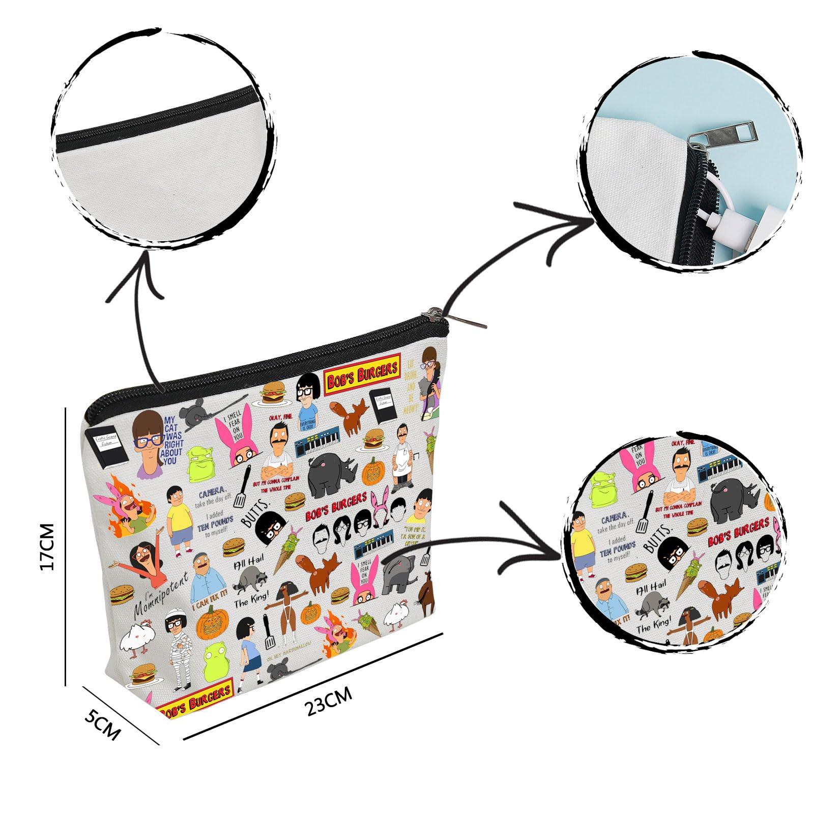 WZJHCL Bob’s Inspired Makeup Pouch Tina Louise Gene Linda Bob Cosmetic Bag Bob’s Movie Merch Cartoon Comedy Storage Pouch (Bob Thing)