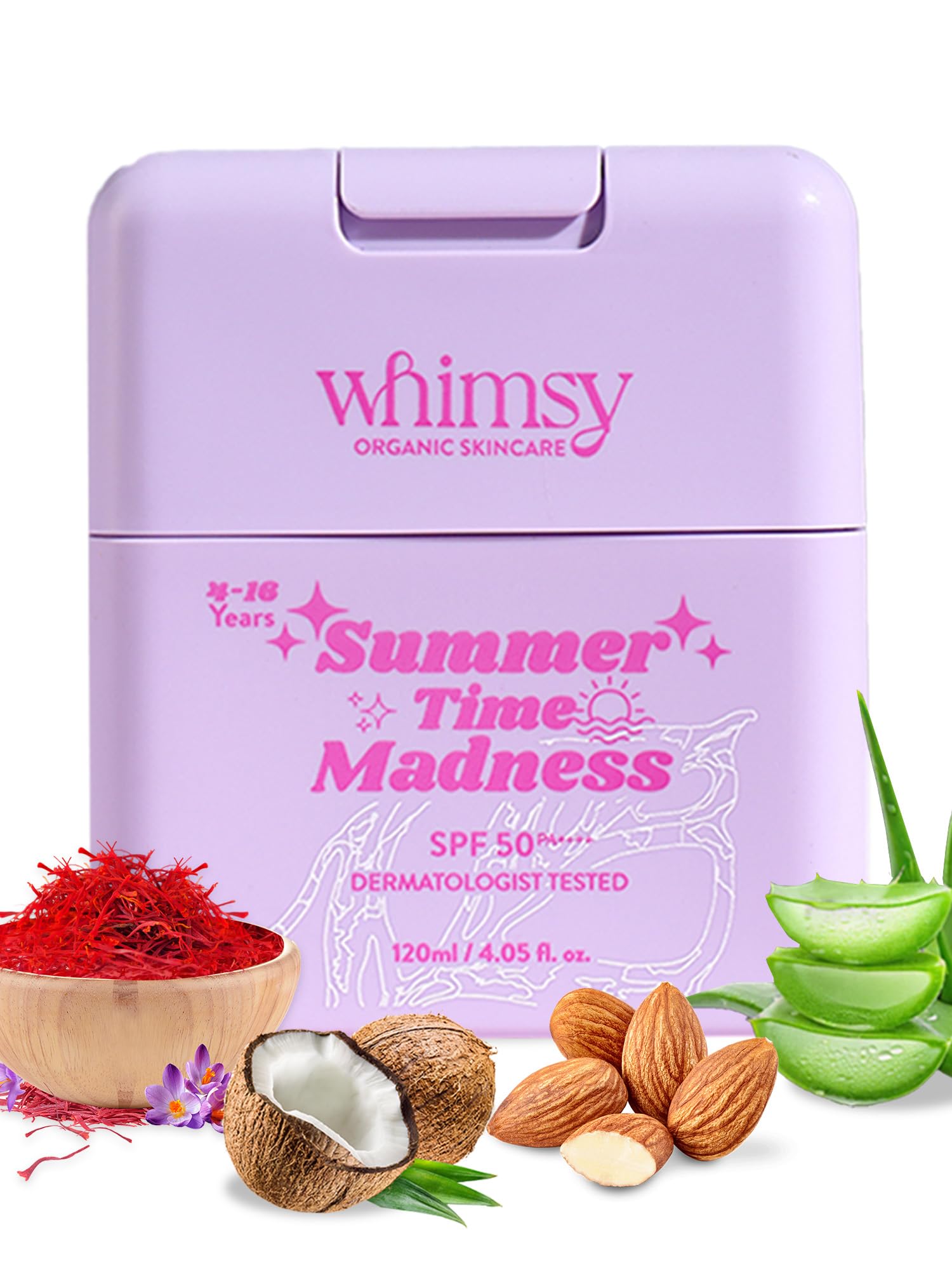 Whimsy Beauty Sunscreen Lotion SPF 50+ Summer Time Madness for Kids, Preteens & Girls | 4 to16 Years | Organic, Natural Formula | Sulfate & Paraben Free | Dermatologist Tested | 120 ml-image-12