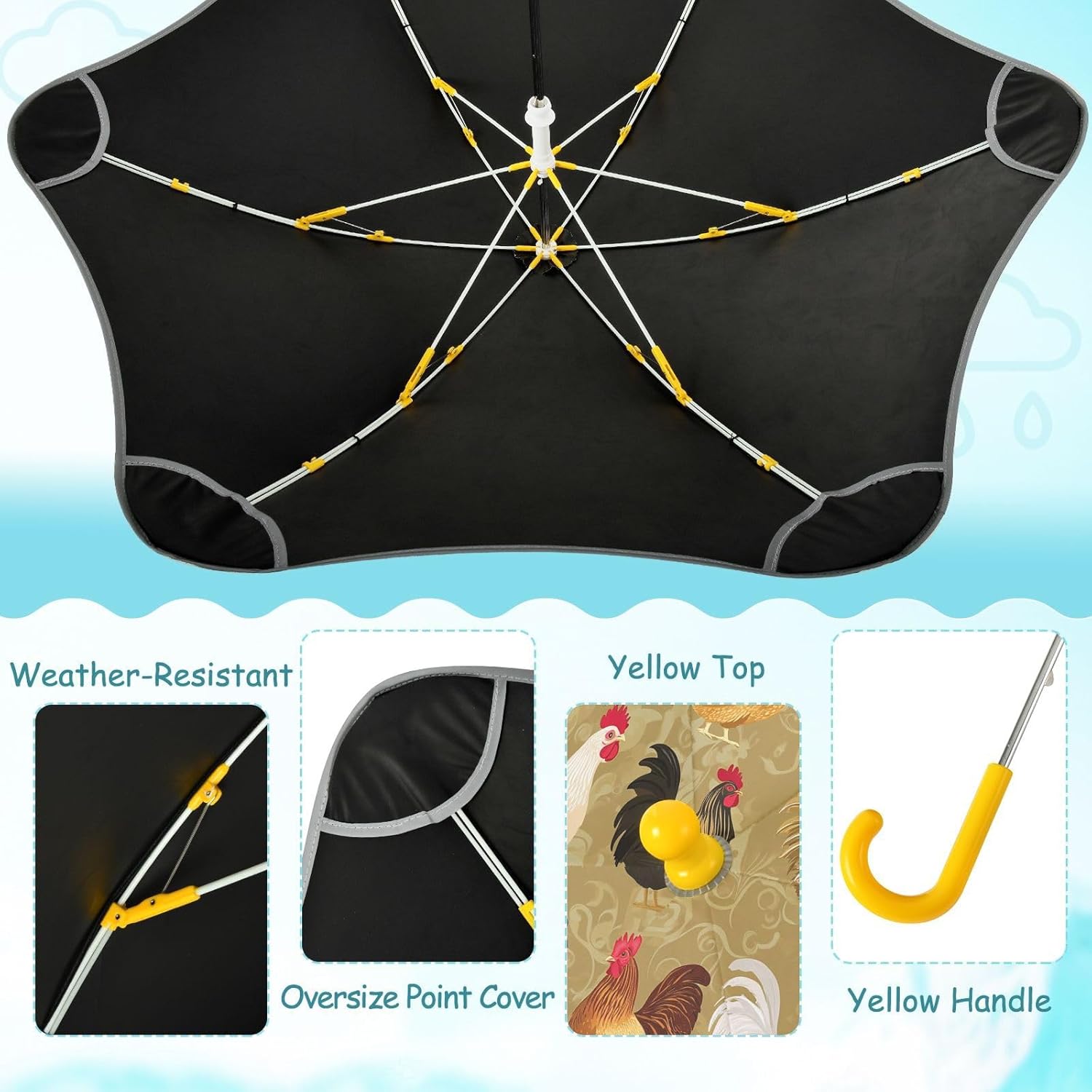FRODOTGV Chicken Gold Toddler Umbrellas Umbrellas for Rain with Reflective Strip Safety Umbrella with Pinch-Proof Closure for Girls Boys