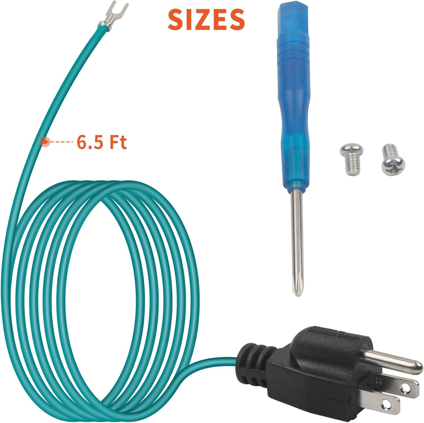 Shielded Ethernet Patch Panel Bond Ground Extension Cord –14AWG (Y-Terminal 6.5FT) for NEMA 5-15P 3 Prong Plug Ethernet Bond & Ground Adapt