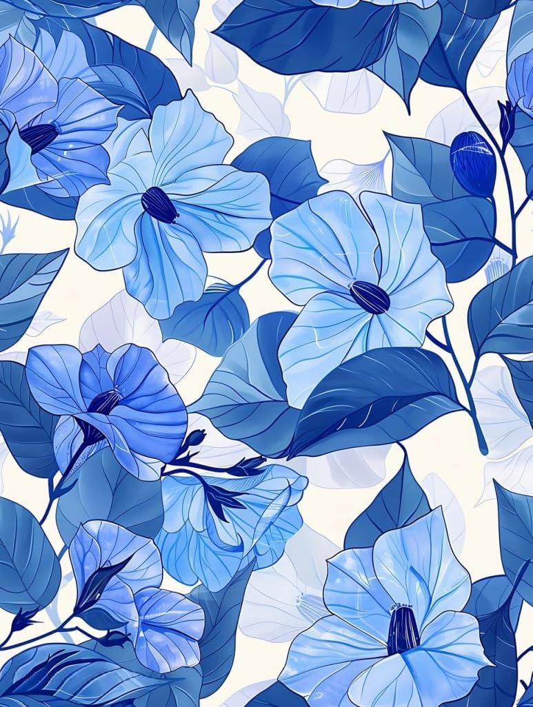 Blue White Floral Leaf Pattern Waterproof Outdoor Area Rug for Backyard Patio Deck Machine Washable No Slip Big Outside Carpet 2x6 Fade Resistant Reversible Balcony rv Camping Kitchen Floor Rug