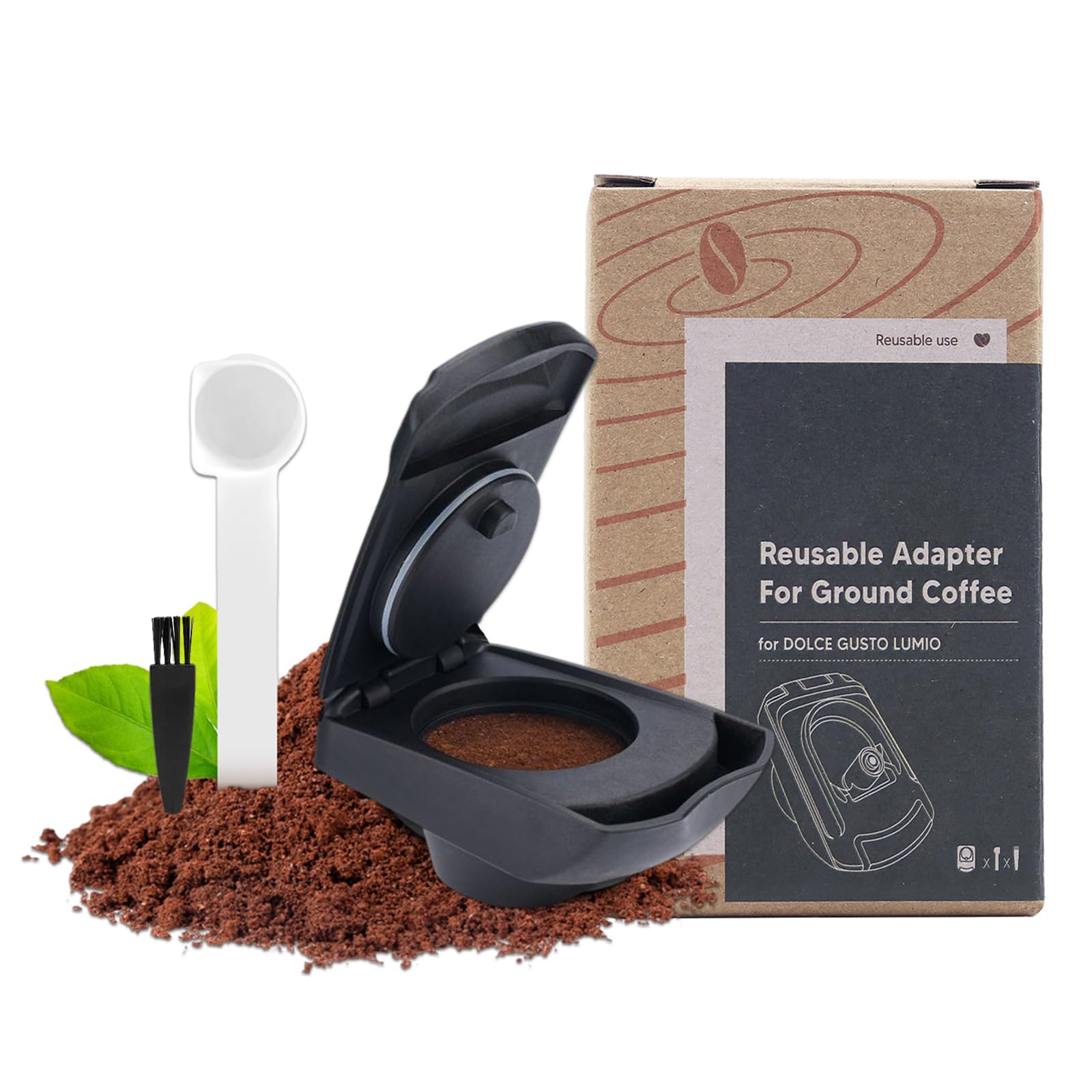 Riutilizzabile Capsula Adattatore, Caffè Capsule Convertitore per Dolce Gusto edgLUMIO DG325 Macchina con 1 Cucchiaio E 1 Pennello