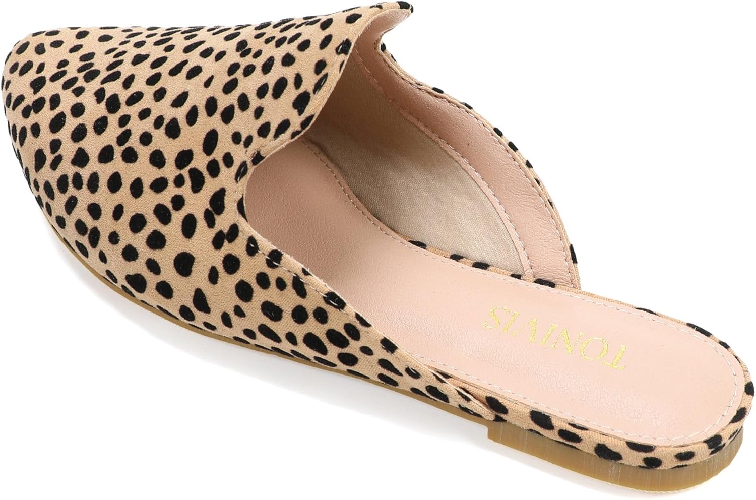 Women for Mules Pointed Toe Backless Comfortable Slip-On Flats for Work and Casual Wear, Leopard, 10.5 - Image 4