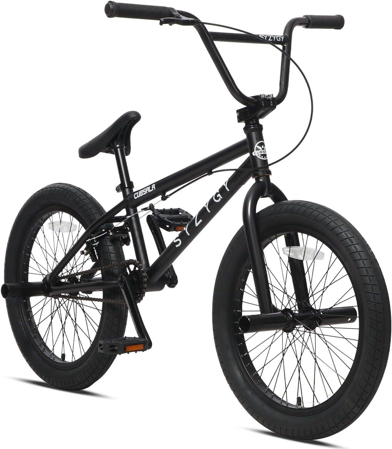 Syzygy 20 Inch Freestyle BMX Bike Bicycles for Ages Over 6 Years Old Teen Beginner and Adult Riders, Matt Black with Black Tires