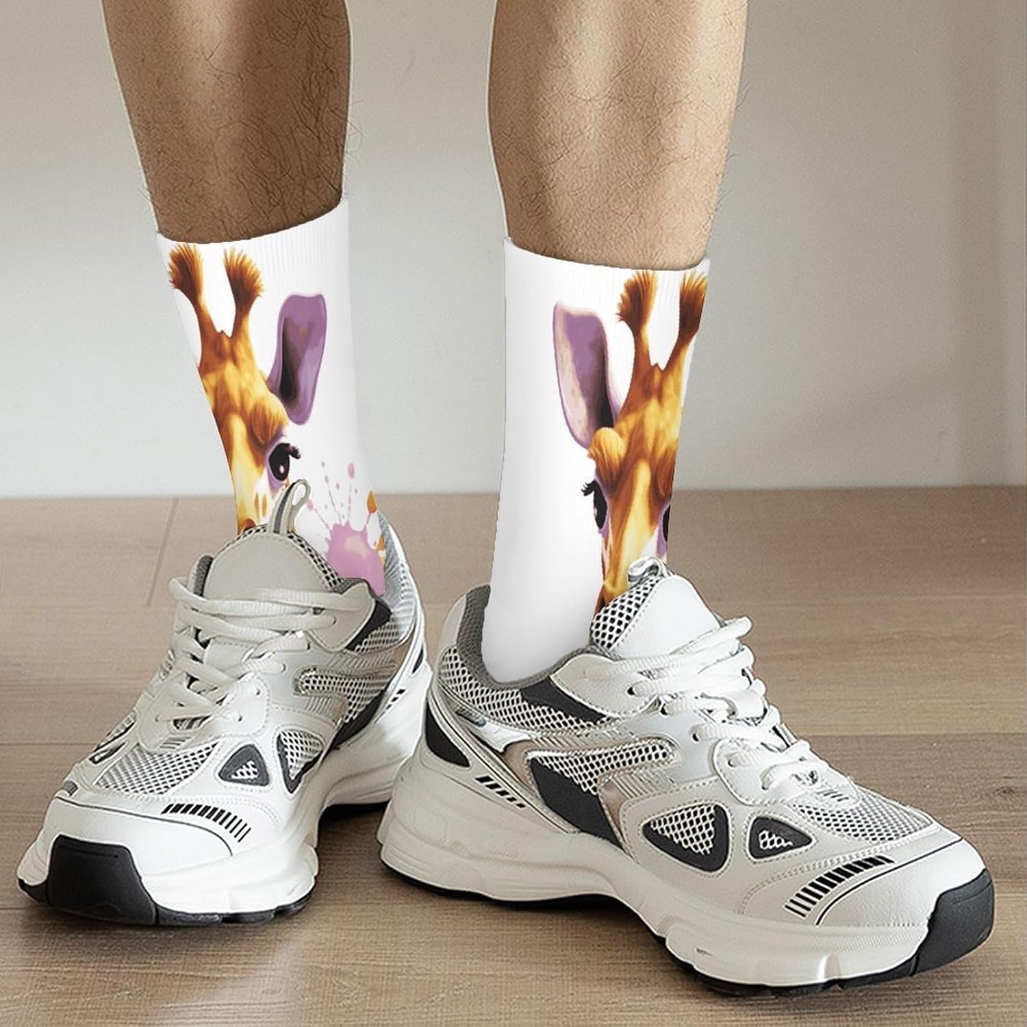 Giraffe1 Crew Sock High Stocking Grippy Socks | Socks for Men & Women,Stockings-Long Thin Tube Sports, Breathable Soft Athletic for Nurses,Travel