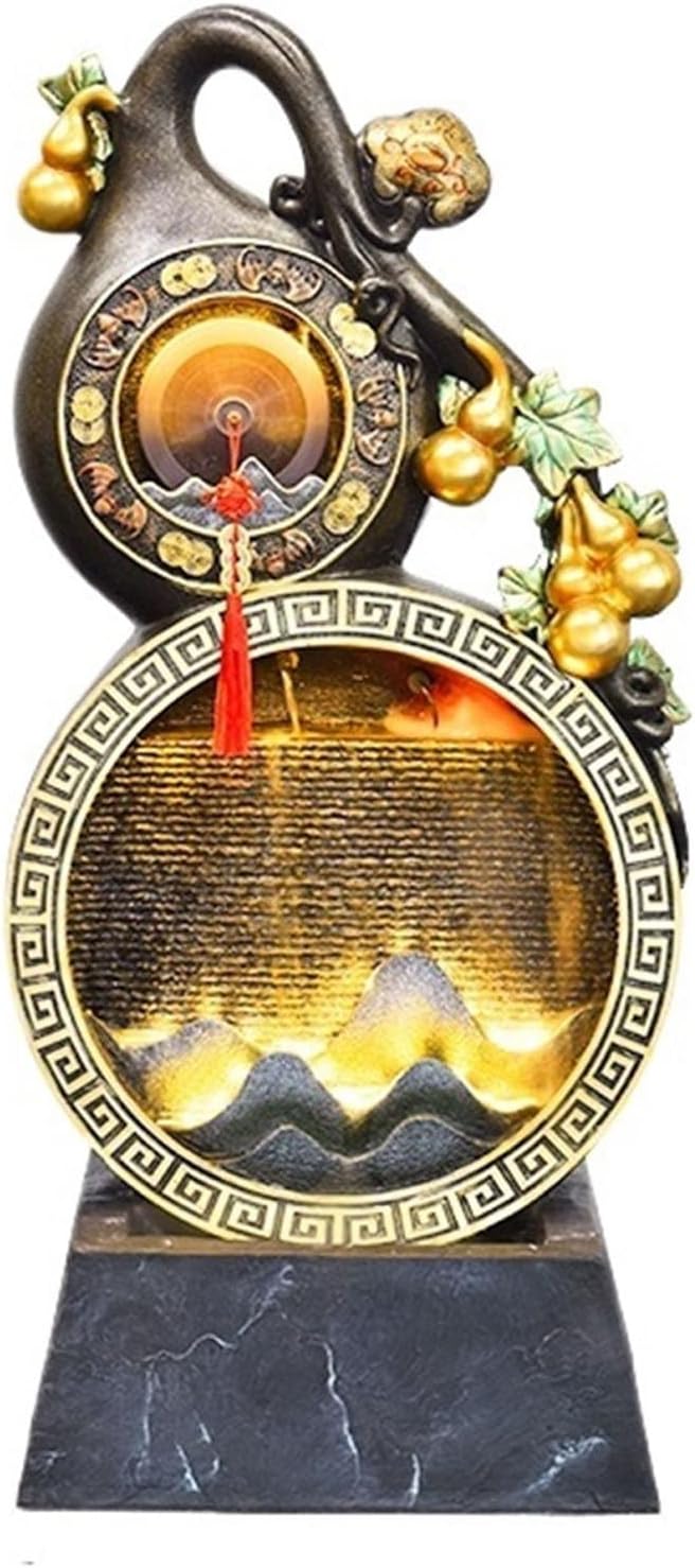 Fountain Floor-Standing Water Fountain, Unique Gourd Fountain, Indoor Office Relaxation Fountain for Gardens (Size : Medium-A)