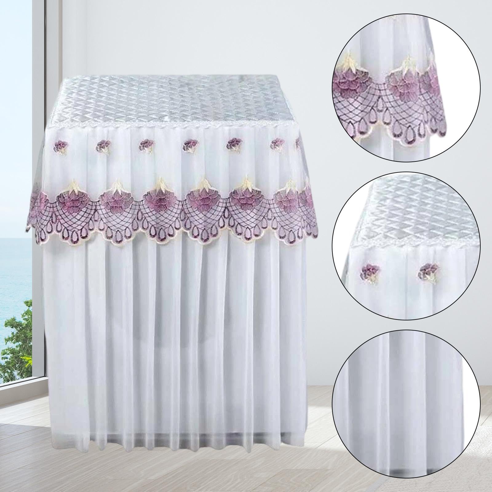 Funda para Lavadora Cubierta Impermeable Protección contra Polvo Funda Decorativa con Tejido de Poliéster y Diseño Floral Adecuada para Lavandería, Style a, Individual