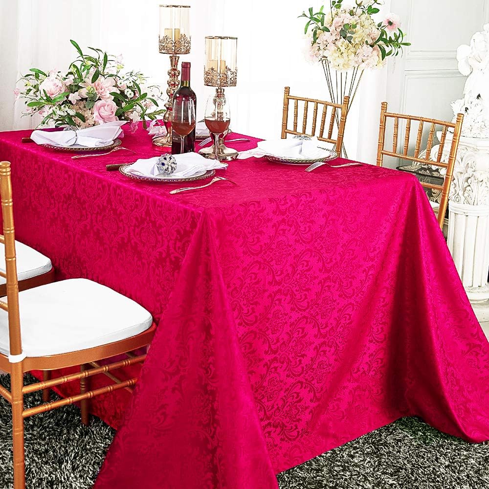 72 Inch x 120 Inch Rectangular Jacquard Damask Polyester Tablecloths Table Cover Linens for Restaurant Kitchen Dining Wedding Party Banquet Events - Chocolate