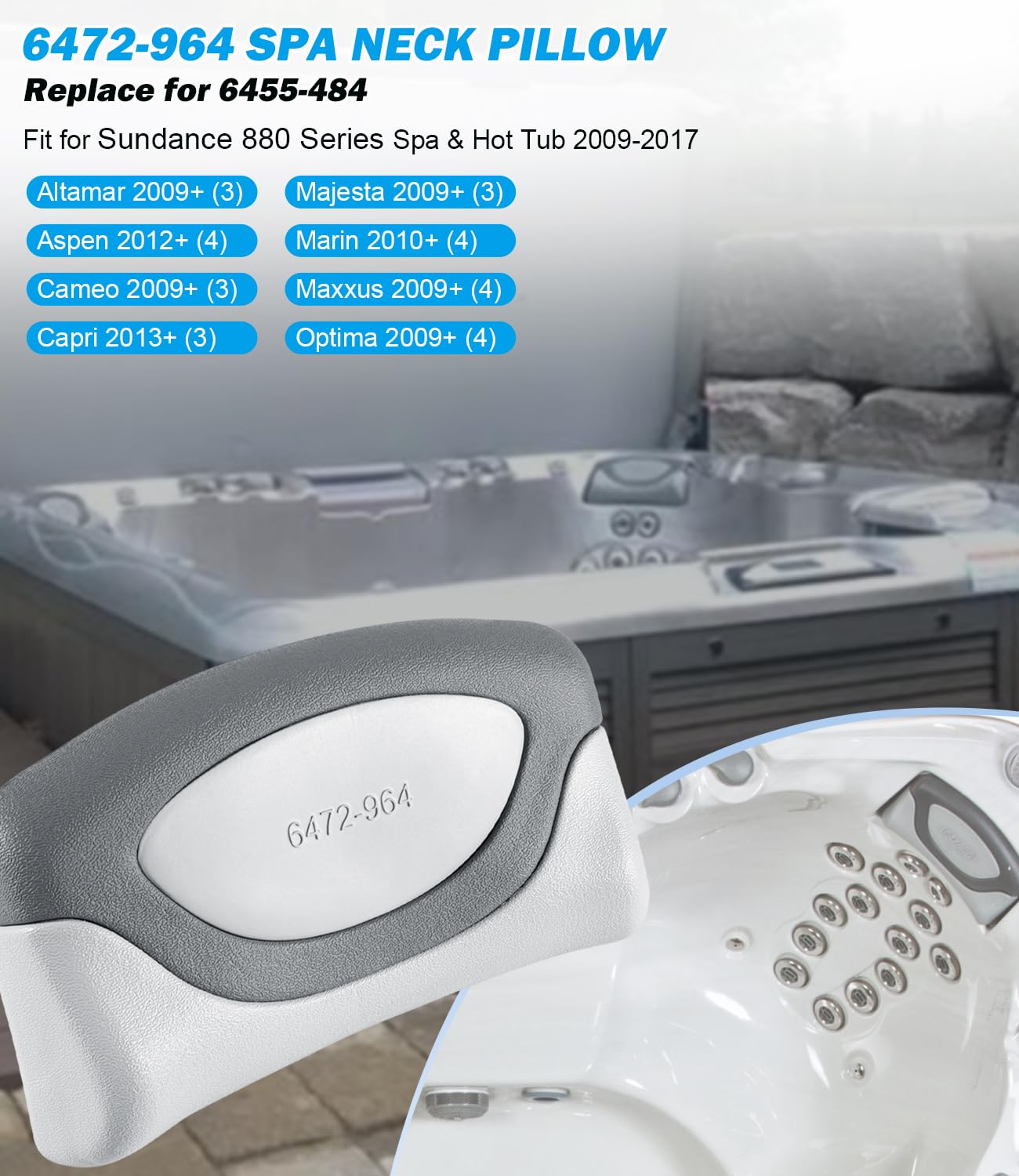 2er-Pack 6472-964 Spas Ersatzkissen passend für 2009–2017 Sundance 880 Serie Spa & Whirlpool, Ersatz für 6455-484