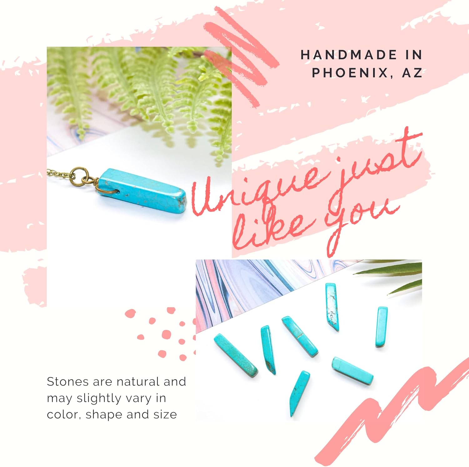 Turquoise Point Necklace, Natural Real Gemstone Healing Jewelry, Gift for Women, Pick Your Chain - Bronze, Sterling Silver or 14k Gold Filled 16 inches, Handmade in the USA