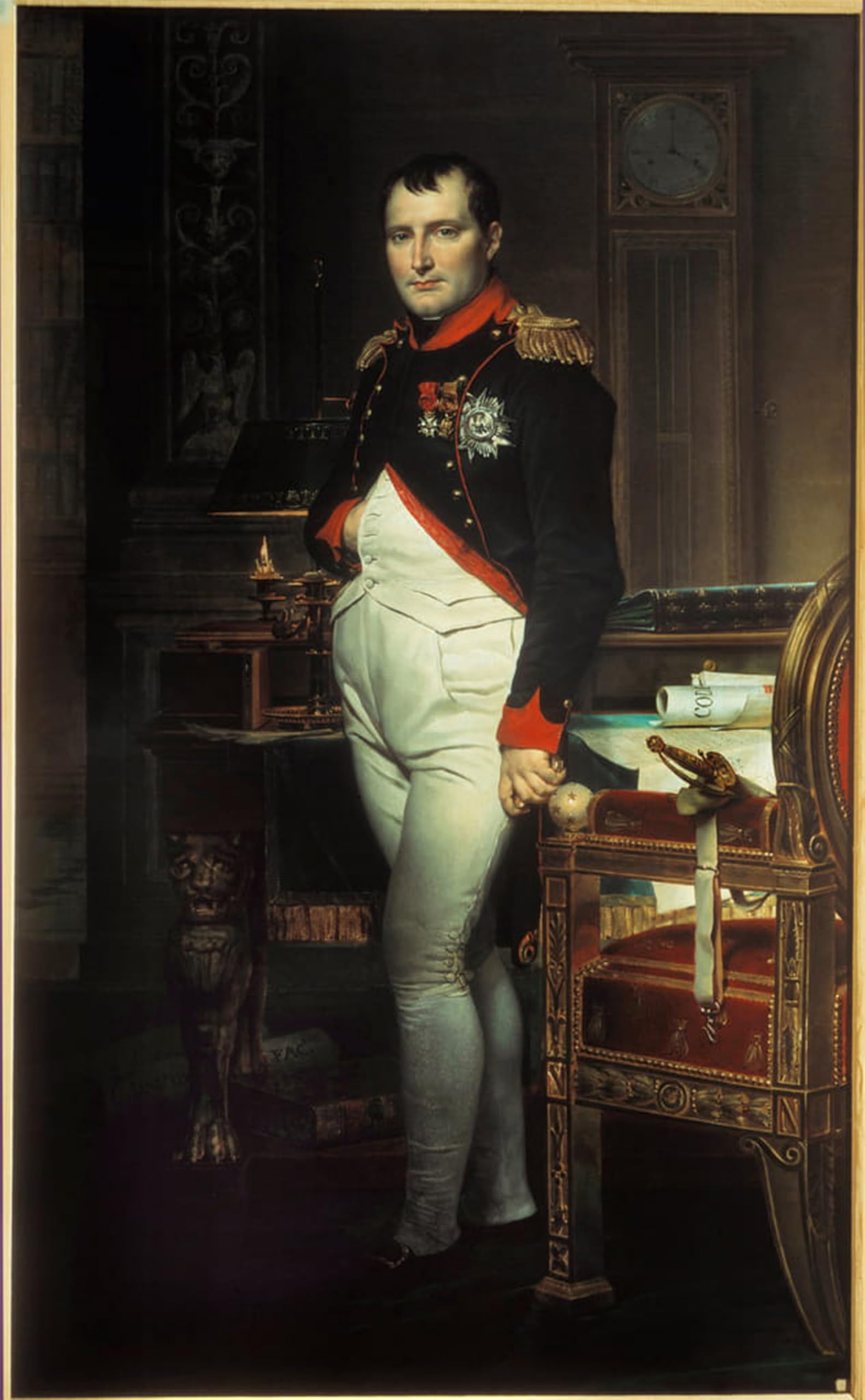 IPLUPJDY Abstract Painting Vintage Canvas Painting Wall Poster Full Length Portrait of Napoleon I in His Study At the Tuileries Painting by Jacques Louis David Portrait Image for Home Decor 60x90cm
