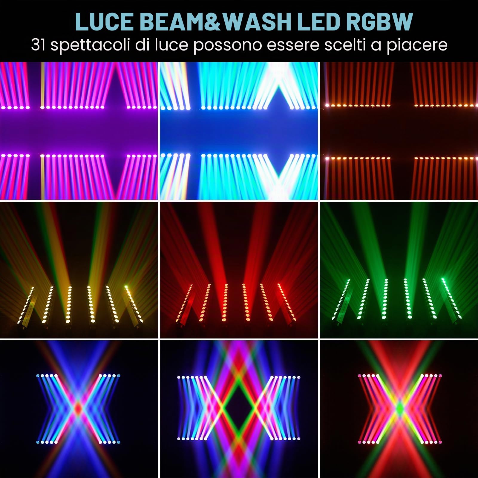 12x20W RGBW LED Teste Mobili Fascio Luce Wallwasher, d-mx512 (7/11/55CH)/Controllo Sonoro-Attivo Asse Y 180° Luce Barra Professionale per Palcoscenico Discoteca Partito Concerto