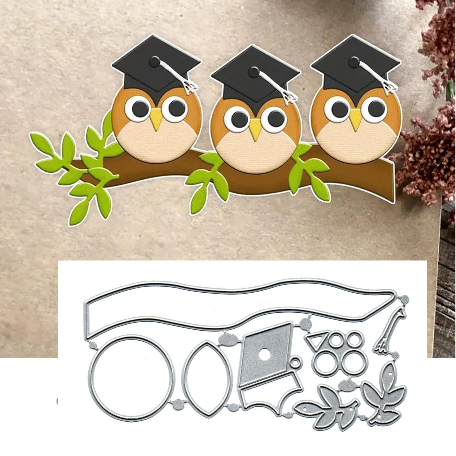 Merry Christmas Birds Graduation Themed Greeting Card Metal Die Cuts,Sunflower Flower Leaf Cutting Dies Cut Stencils DIY Scrapbooking Decorative Embossing Paper Scrapbooking Card Making