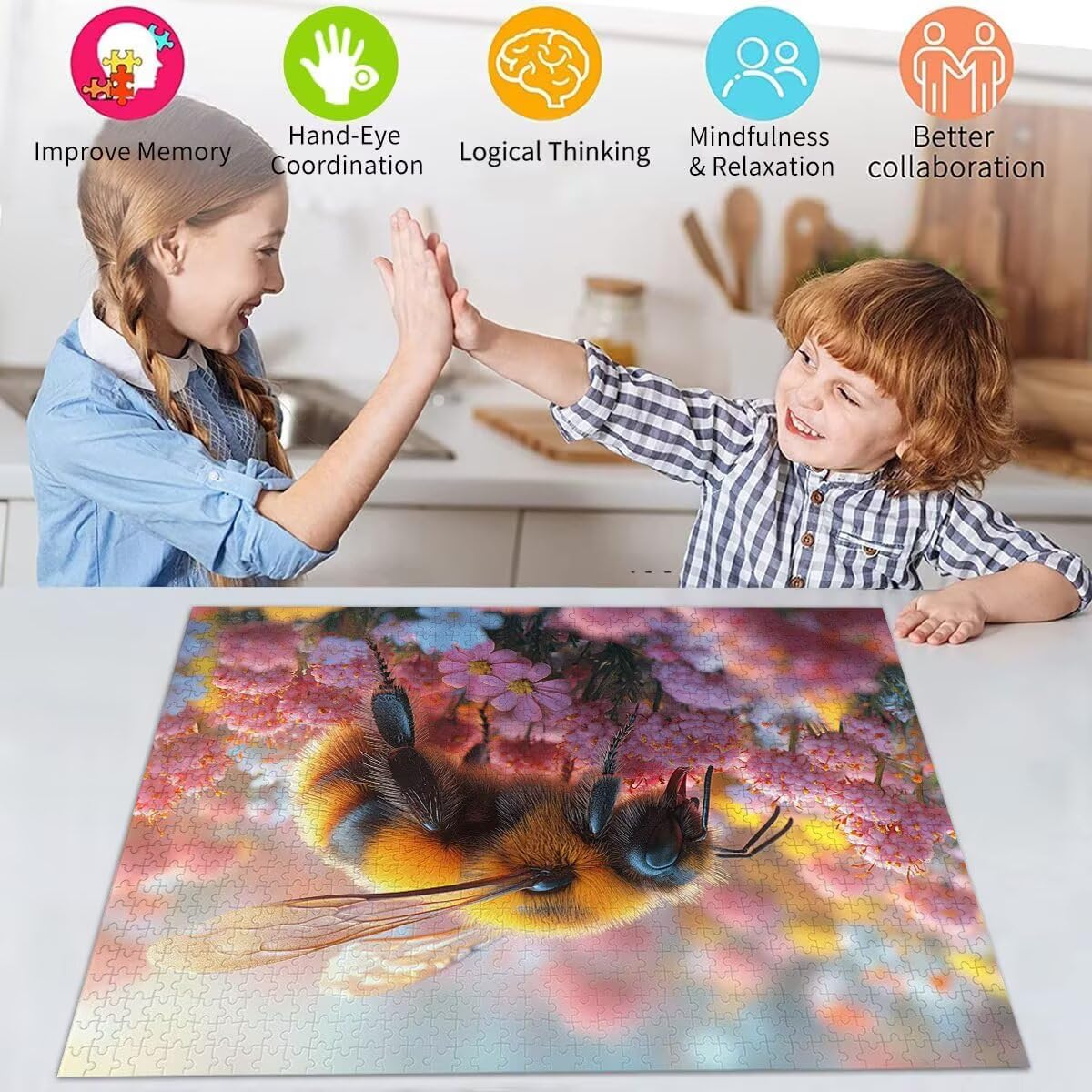 Puzzle Erwachsene 2000 Teile Biene Blume Educa Jigsaw für Kinder ab 8 Jahren Mädchen Jungen, Erwachsene Impossible Klassische Puzzles Schwer, Anspruchsvoll Spielspaß, Als Geschenke 70x99cm t-722