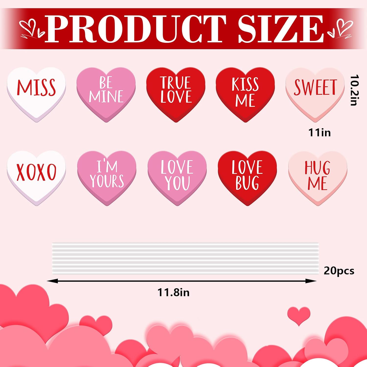 Whaline 10Pcs Valentine's Day Yard Sign With 20Pcs Stakes Red Pink White Conversation Heart Lawn Sign Sweet Yard Decoration For Wedding Anniversary Outdoor Home Party