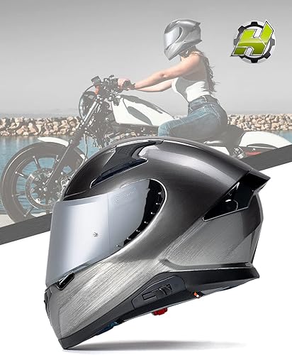 Miniatura 2 de HAX Casco de motocicleta de cara completa aprobado por DOT con doble ala trasera y listo para pinlock, ligero y duradero, casco de moto de calle